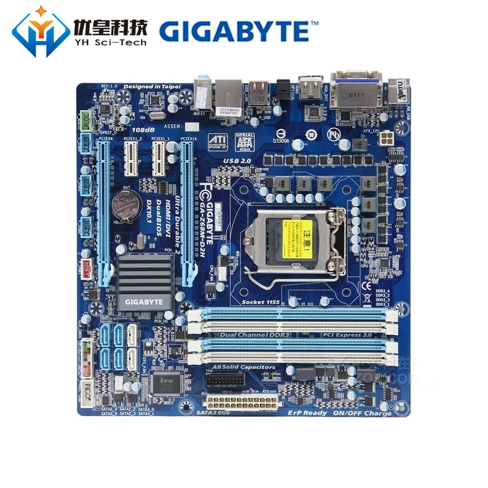 

Original Used Desktop Motherboard Gigabyte GA-Z68M-D2H Z68 Socket LGA 1155 Core i7/i5/i3/Pentium/Celeron DDR3 32G ATX
