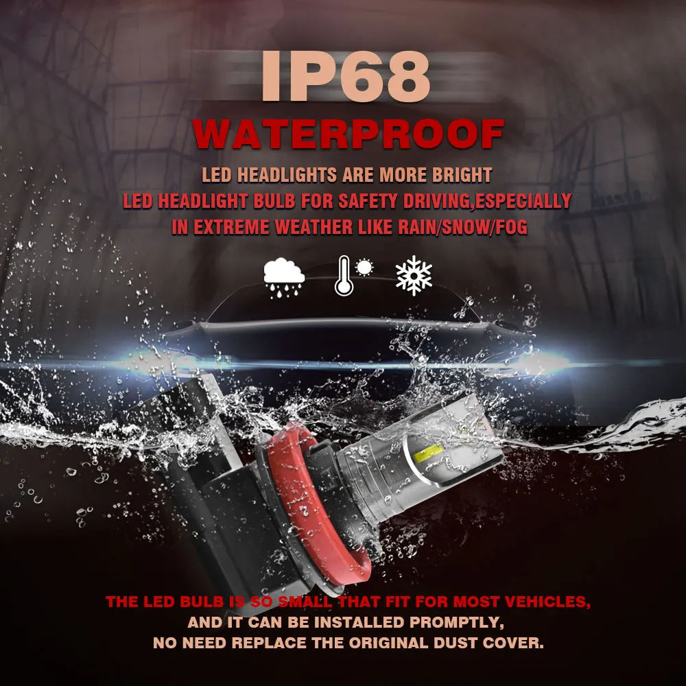 Светодиодный налобный светильник M7 H11H8 H9 9012 9005 9006 HB3 HB4 комплект Plug & Play Turbo Cool Fan