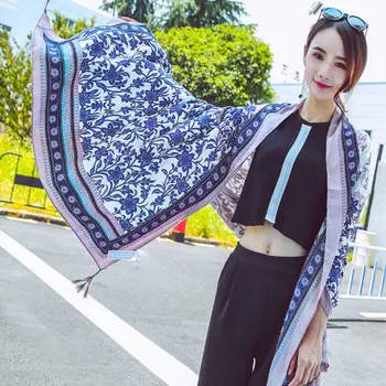 

Ethnic wind cotton scarf Bohemia Ethnic Style Scarf Female Tassel Printing Large Scarf Seaside Holiday Sunscreen Beach Towel