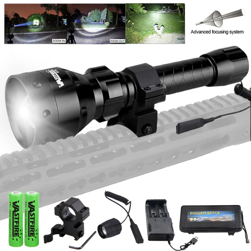 Ferroviário com Montagem Tactical Scout Zoomable Rifle Caça Lanterna Arma Militar Led Arme Caber 20mm Clipe T50 Luz 8 T50 tactical scout luz zoomable rifle caça