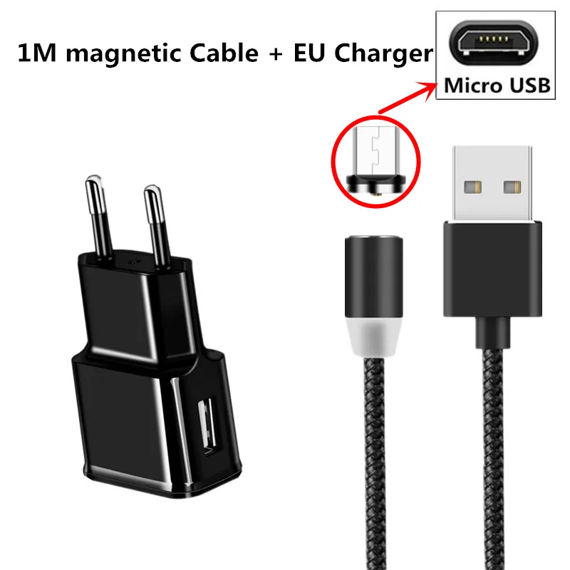EU Charge and micro Магнитный провод Micro USB C Magner зарядный кабель honor 6 c pro зарядное устройство для телефона samsung A50 A70 A40 A30 A20 A10 A7 A3 A5 шнур - Цвет: EU Charge and micro