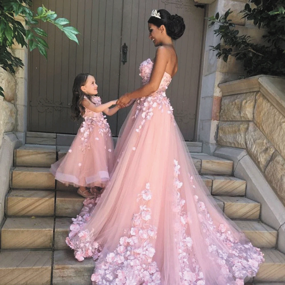 SuperKimJo vestidos a juego para madre e hija, vestidos de fiesta de flores  en 3D rosas para mujer, vestido elegante de fiesta para niño|Vestidos de  graduación| - AliExpress