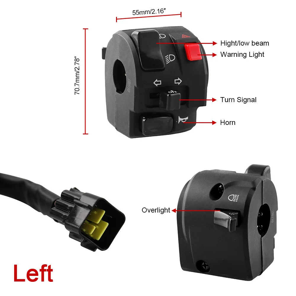 1 пара, 7, 8 дюймов, руль мотоцикла, рог, указатель поворота, светильник, переключатель управления для Harley, Suzuki, BMW, для Honda, для Kawasaki, переключатель