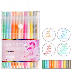 Juego de bolígrafos de gel de colores para escuela, bolígrafos azules de 0,5mm para diario, escritura de estudiantes, dibujo, bonitos suministros de papelería, 12 Uds.