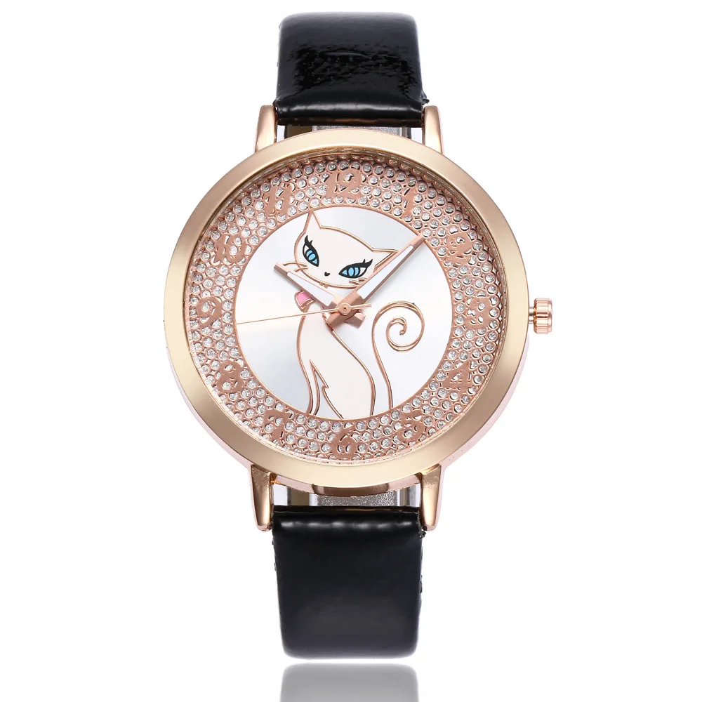 

Hot Selling Cartoon Cat Color Changing Watch Women's Classic Tree Belt Quartz Watch