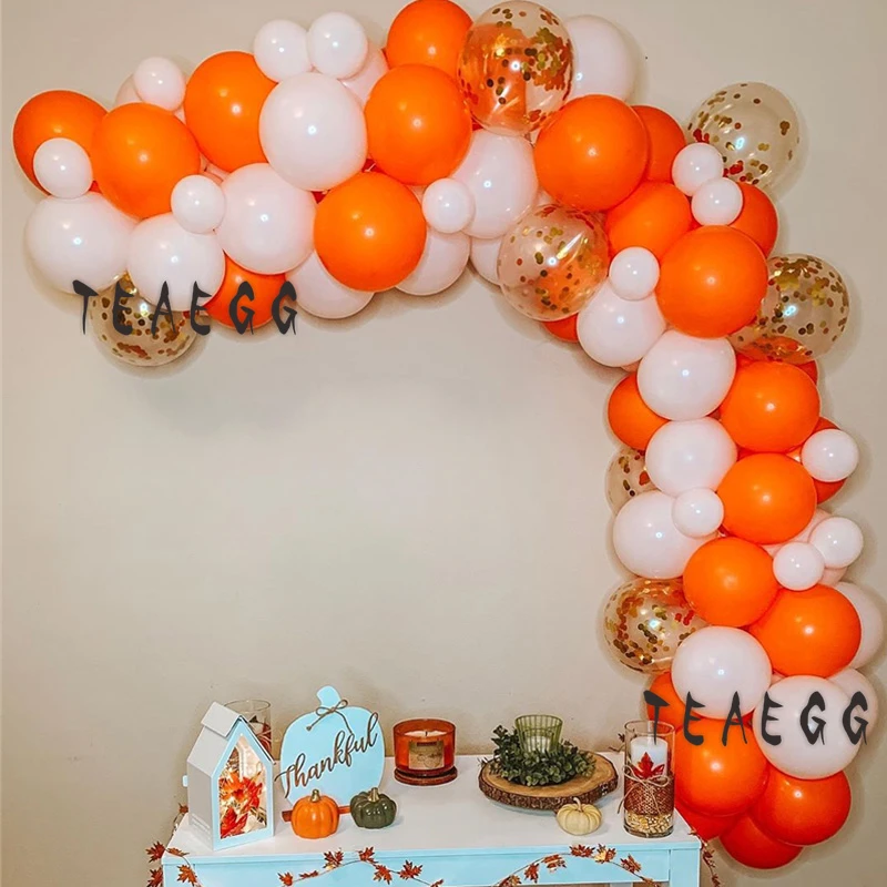 1set White Orange Latex Birthday Balloon Garland Arch Kit Gold Confetti Balloon Baby Birthday Decoration Anniversaire Supplis Ballons Accessories Aliexpress