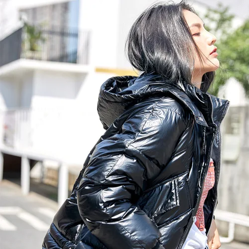 

Photo Shoot 2019 Ozhouzhan New Style down Jacket Women's Bright Surface Fashion Casual Mid-length Cotton Coat Fashion Coat Women