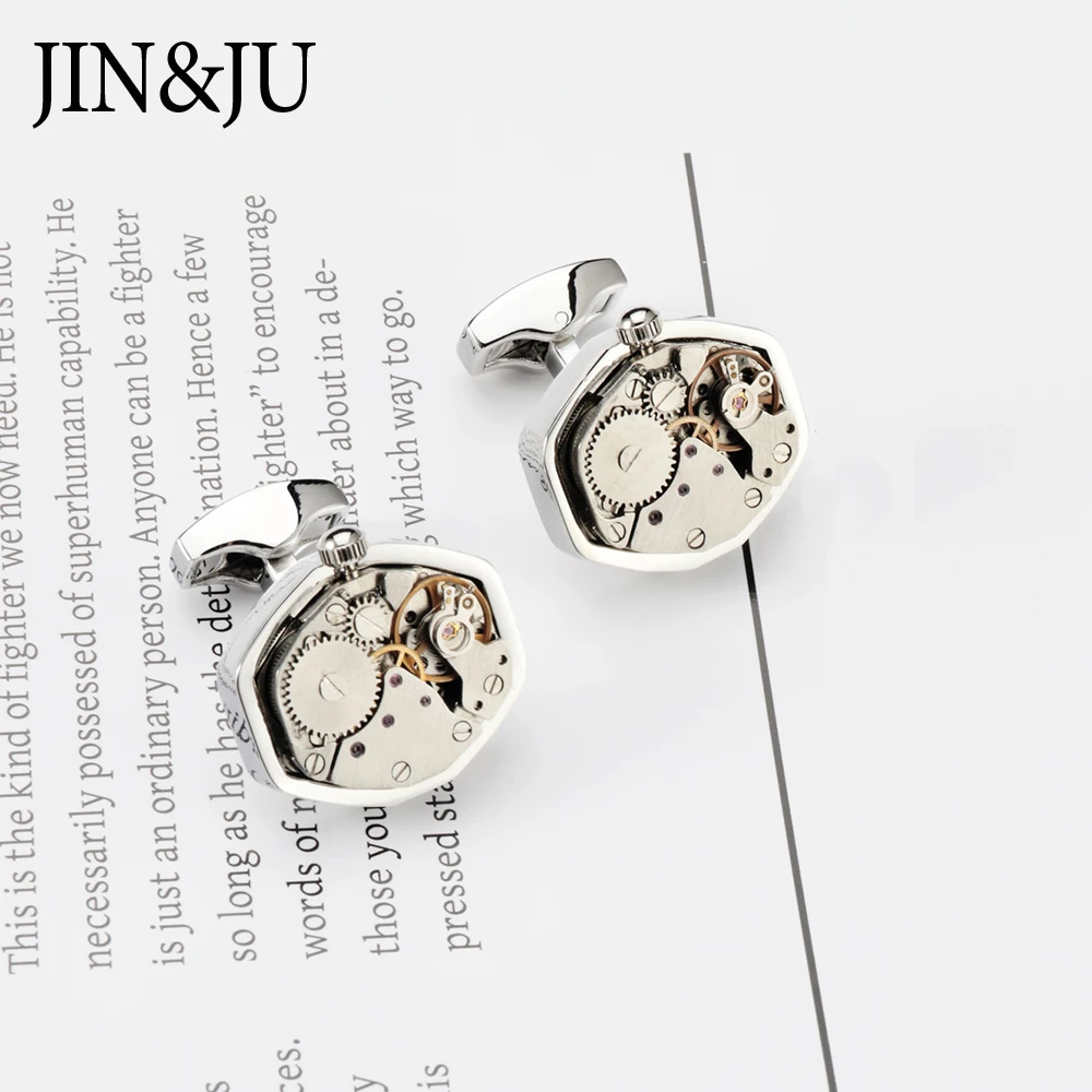 Фото JIN & JU горячая Распродажа, нефункциональные запонки для часовых часов для мужчин, серебряные запонки из нержавеющей стали, свадебные подарки для гостей №4