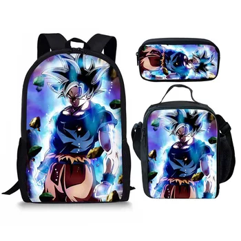 

Dragon Ball Z Super Print 3PCS Set Students Kids Lunch Box For Boys Schoolbags Anime Goku Pencil Case For Adults Backpacks