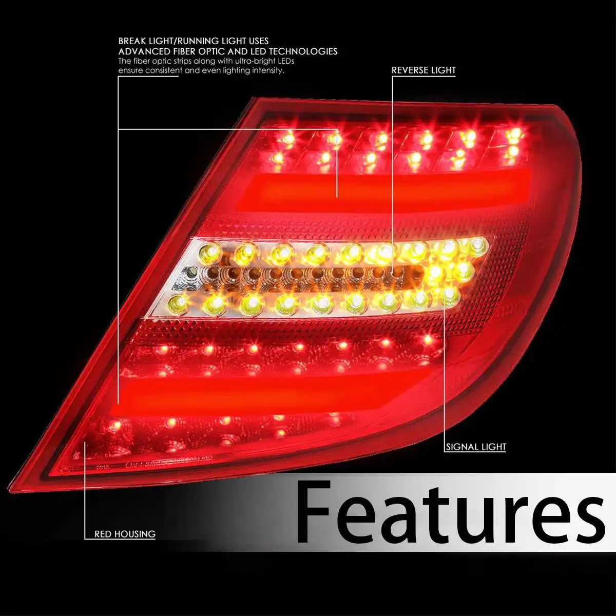 Светодиодный задний светильник s для Mercedes-Benz 2011- W204 C Class C250 C350 C63 12V автомобильный светильник в сборе, красный прозрачный АБС-пластик