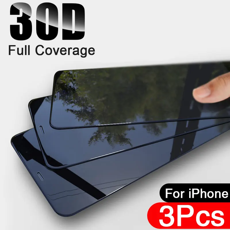 Защитная пленка для экрана с черными краями iPhone 12 11 Pro Max XR X XS SE 2020 3D защитное