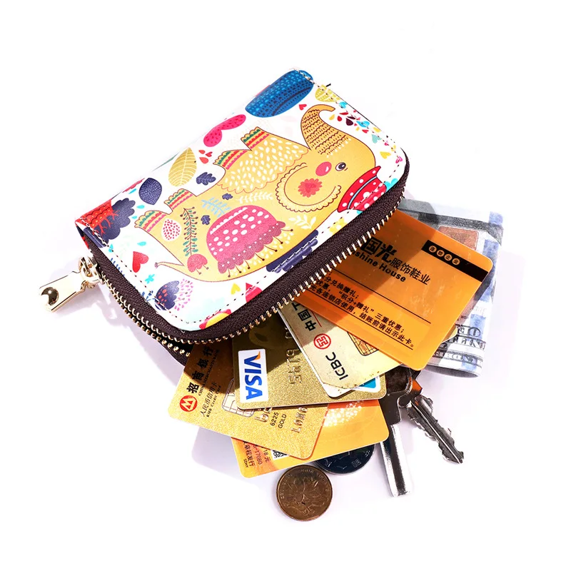 Модный женский кожаный бумажник для карт граффити Печать на визитки упаковка держатель для кредитных карт Чехол короткий кошелек мини
