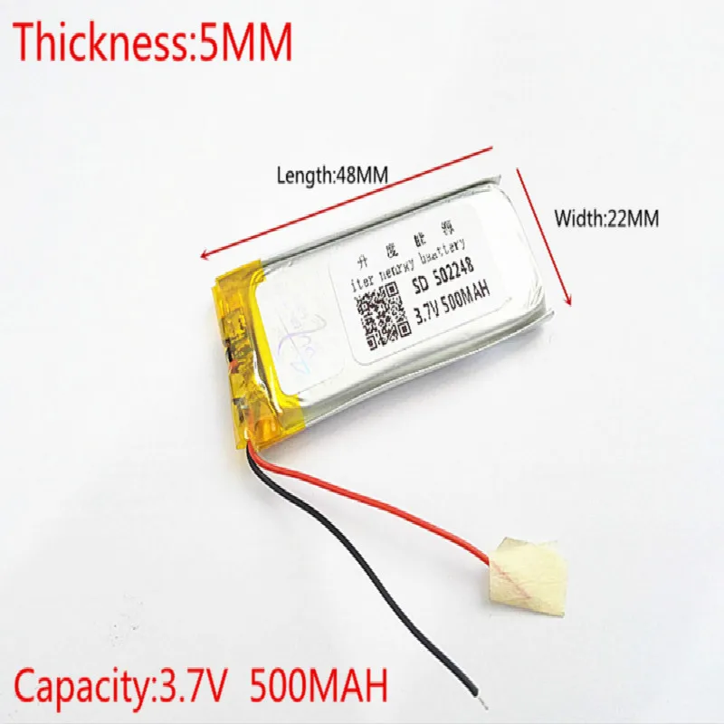 5 шт 3,7 V, 500 mAH, 502248 PLIB; полимерная литий-ионная/литий-ионный аккумулятор для gps, mp3, mp4, mp5, dvd, bluetooth, модель игрушка мобильный bluetoo