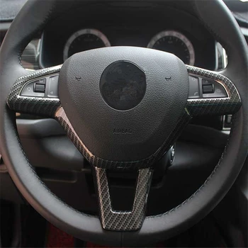 

WELKINRY car auto cover for skoda Kodiaq NS7 2016 2017 2018 2019 ABS plastic silver plated steering wheel trim