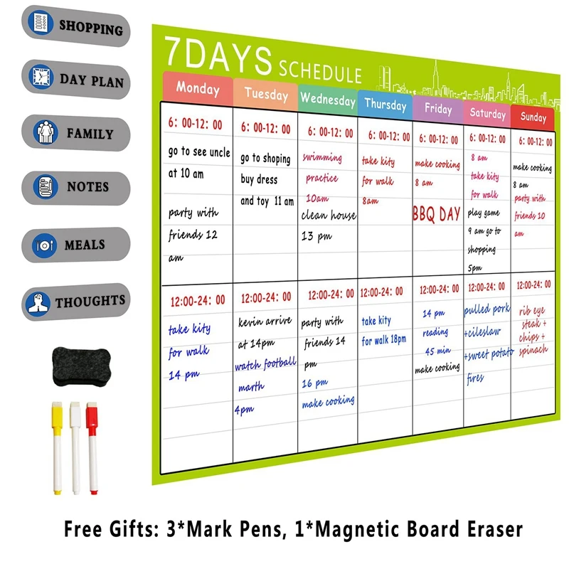 Kids Magnetic Planner Board for Refrigerator A3 Magnetic Whiteboard Family Organize To Do List Toy Gifts