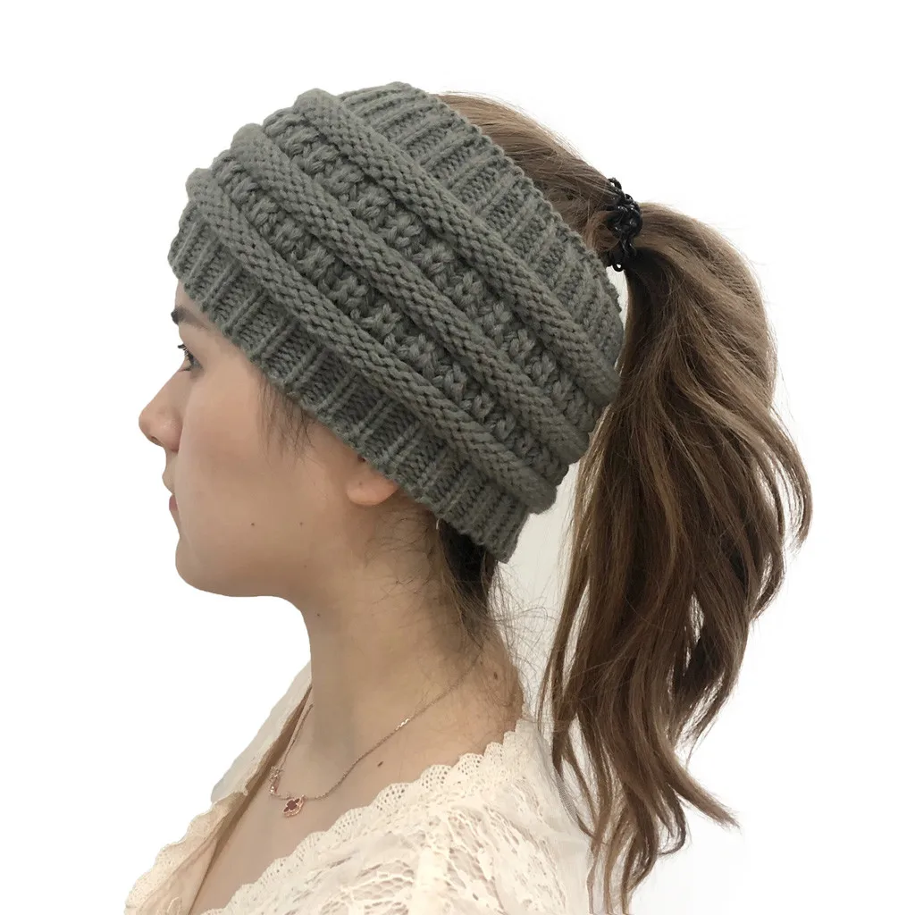 Womail, однотонные женские зимние шапки, шерсть, однотонная Модная трикотажная шляпа, повязка на голову, женские шапочки, повязки для волос, спортивные, Outdoor821