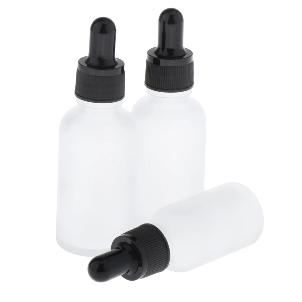 3Pcs Empty Eye Dropper Bottles Essential Oils Dispenser Perfume Glass Liquid Pipette Vials 30ml