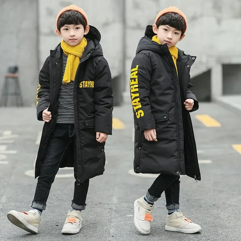 Winter Thicker Hooded Waterproof Down Outwear Coat for Boys Kids Parka Jacket 