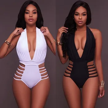 

Sexy Hollow Out Black One Piece Swimsuit Cut Out One-Piece Suit Solid Bandage Swimwear Women Bathing Suit Bikini Maillot De Bain