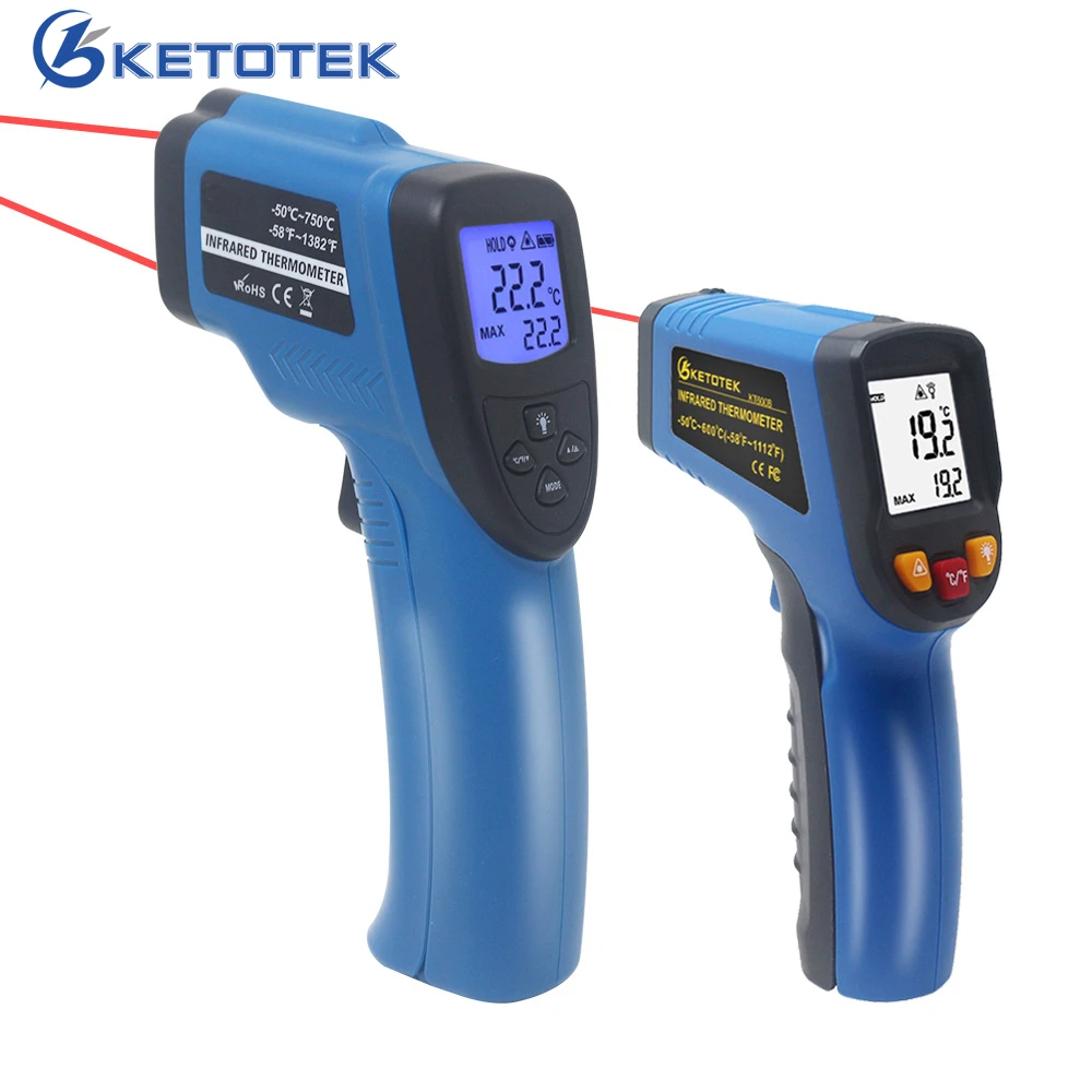 

Digital Infrared Thermometer -50~400/600/750/1100/1300/1600 Single Dual Laser Non-Contact Thermometer Gun Temperature Meter