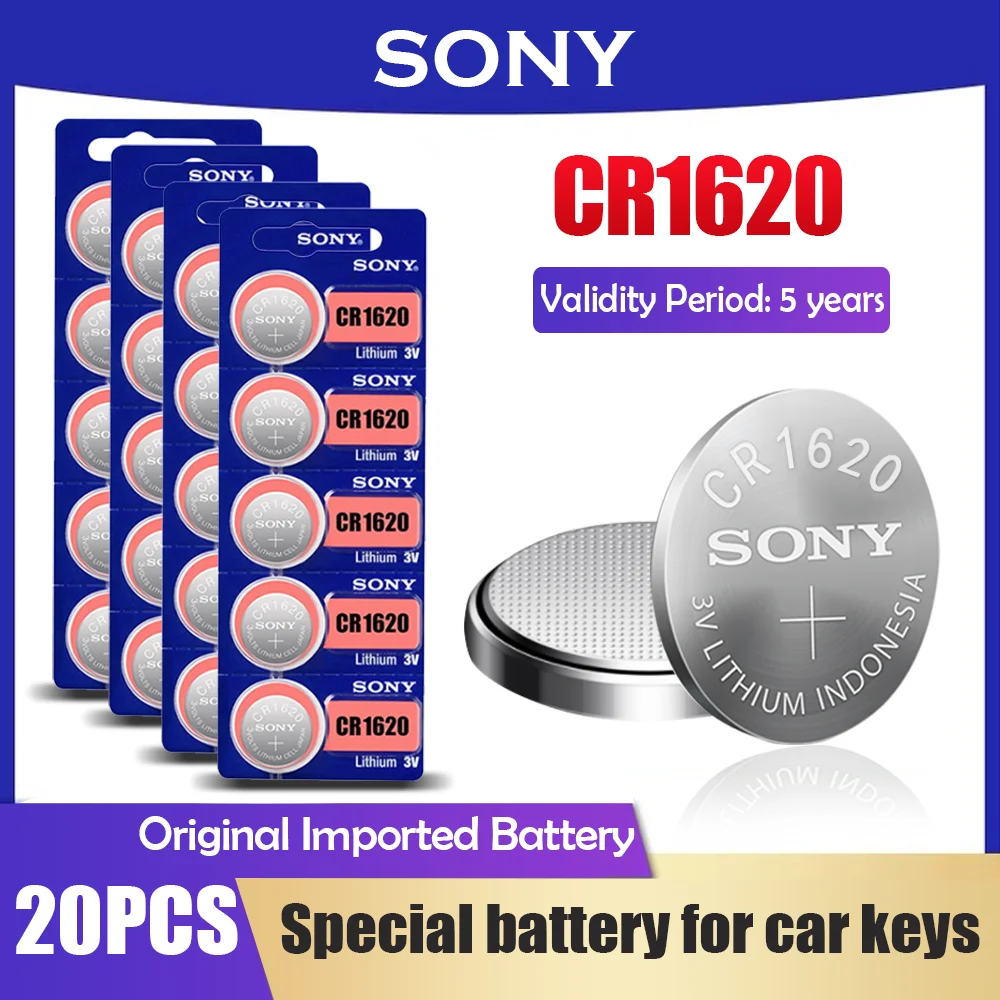 20PCS Original Sony CR1620 CR 1620 Button Cell Battery For Car Remote