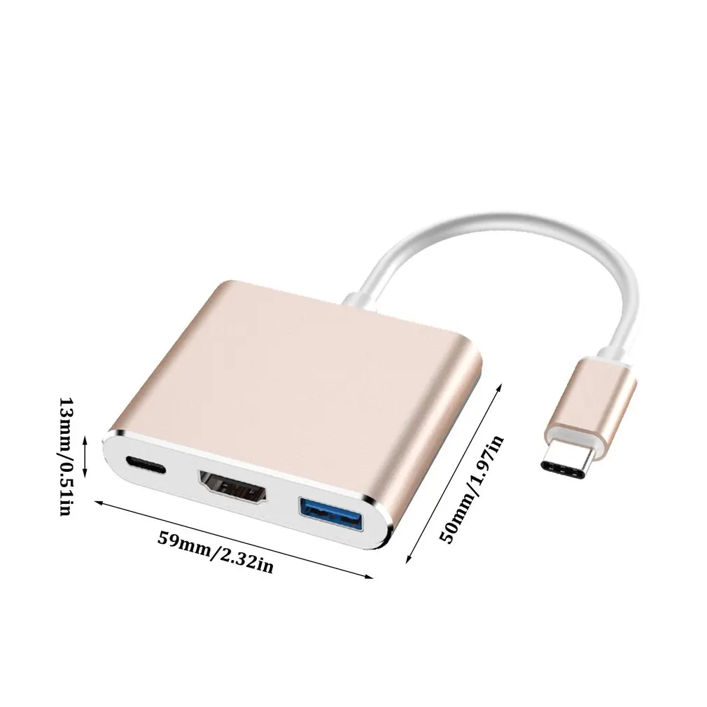 Многоцелевой Мини type-C поворот Hdmi три в одном type-C поворот Usb type-C в Hdmi конвертер USB интерфейс