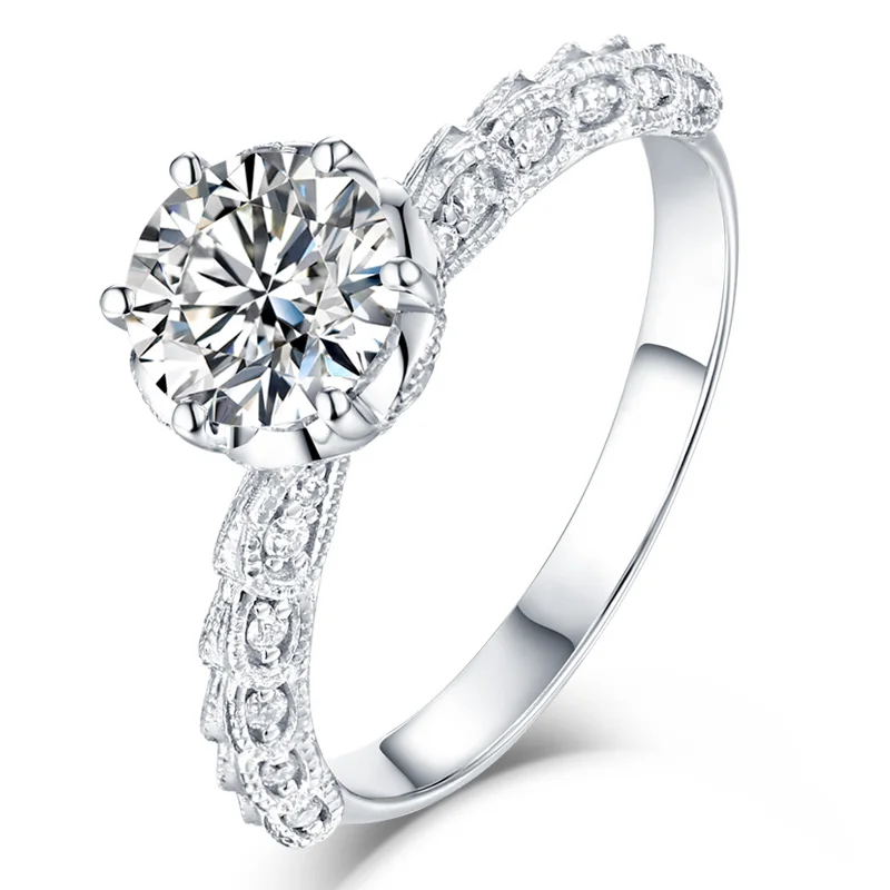 

100% 18K Gold ring 1ct D color VVS Moissanite Diamond Ring Wedding ring With national certificate D09