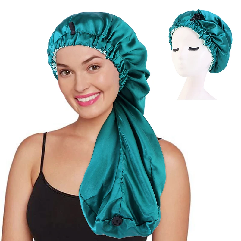 Double Layer Long Satin Chemo Cancer Hat Satin Sleeping Cap