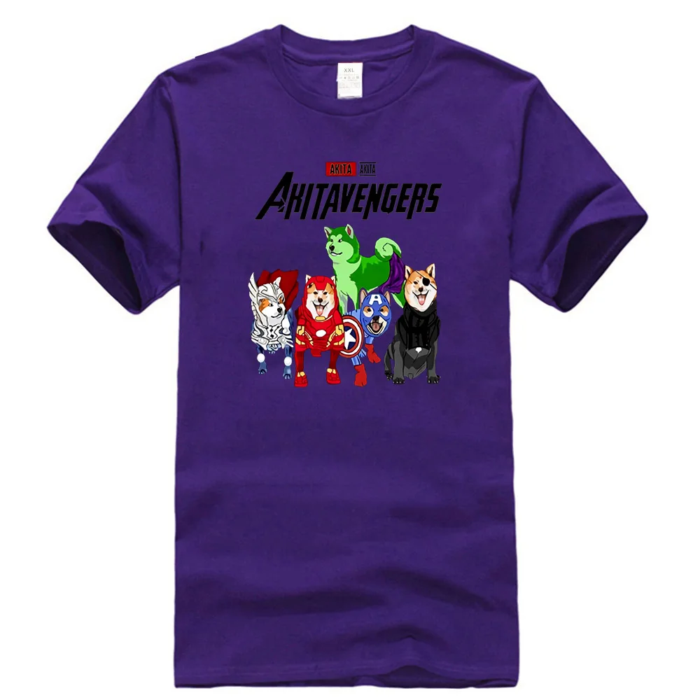 Akita Inu Мстители Akitavengers Endgame футболка черный хлопок для мужчин S-6Xl США сток Новейшая модная футболка - Цвет: Фиолетовый