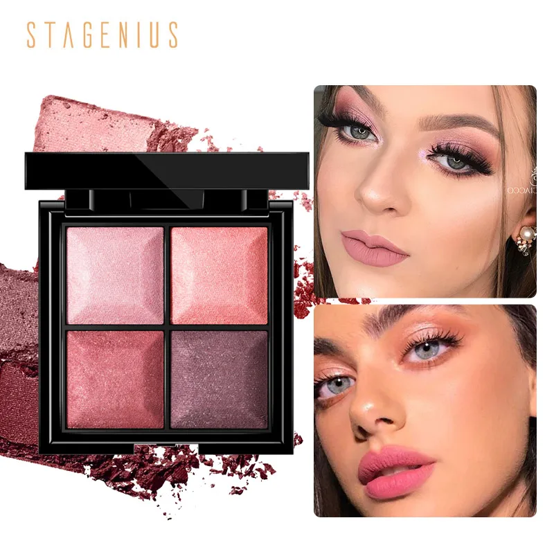 

STAGENIUS 4 Colors Eyeshadow Pallete Colorful Waterproof Concealer Makeup Pallete Easy to wear Lasting-Effect Eye Shadow