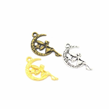 

100pcs Fairy on Moon Charms DIY Jewelry Making Pendant Fit Bracelets Necklaces Earrings Handmade Crafts