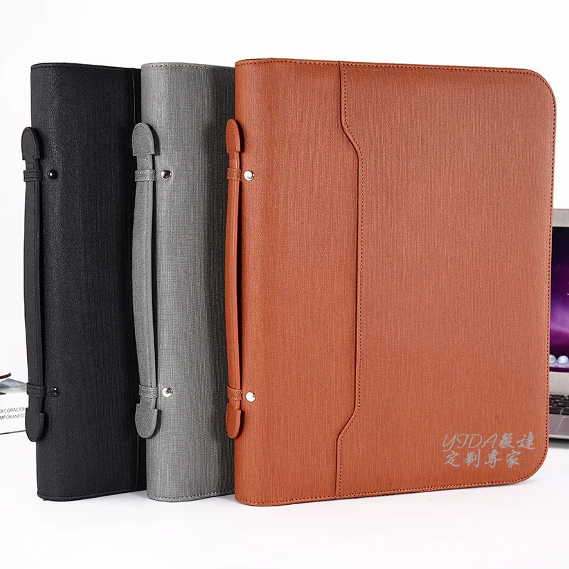 

Harphia A4 multifunctional business bag sales portable zipper file folder loose-leaf manager folder pu holder with calculator