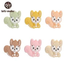Let's make 5 Pcs bébé Silicone anneau de dentition rongeur dessin animé écureuil jouet de dentition bébé cadeau de dentition peut bricolage sucette chaîne sans BPA 