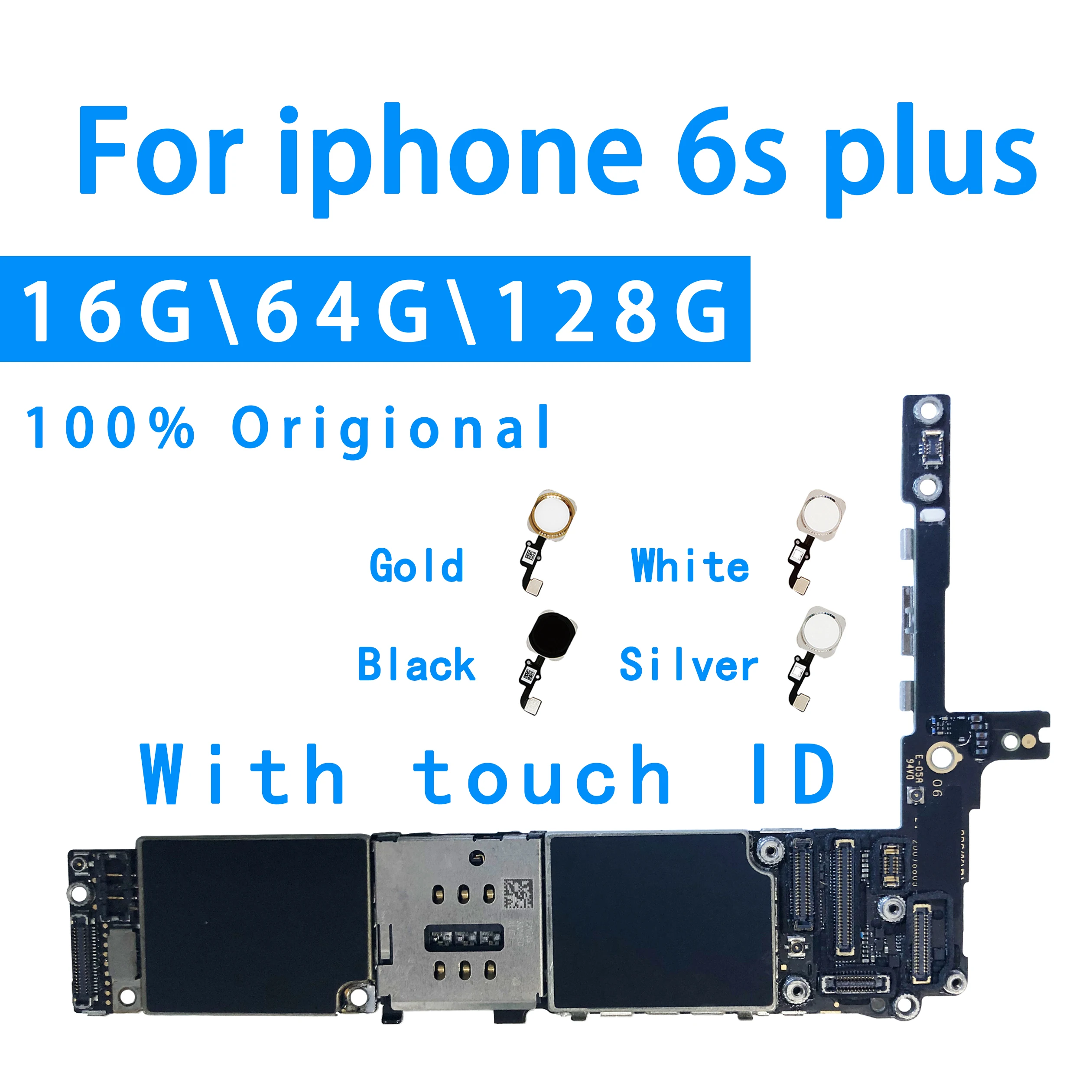 

For iPhone 6s plus 6sp motherboard with touch ID black/white/gold/pink Original unlocked logic board 16gb/64gb/128gb
