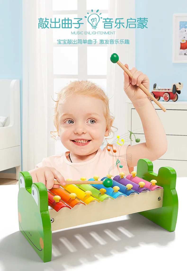 [TOPBRIGHT] Октава цвет стальной лист Лягушка деревянная игрушка пианино 0-3 лет девочка обучающая игрушка