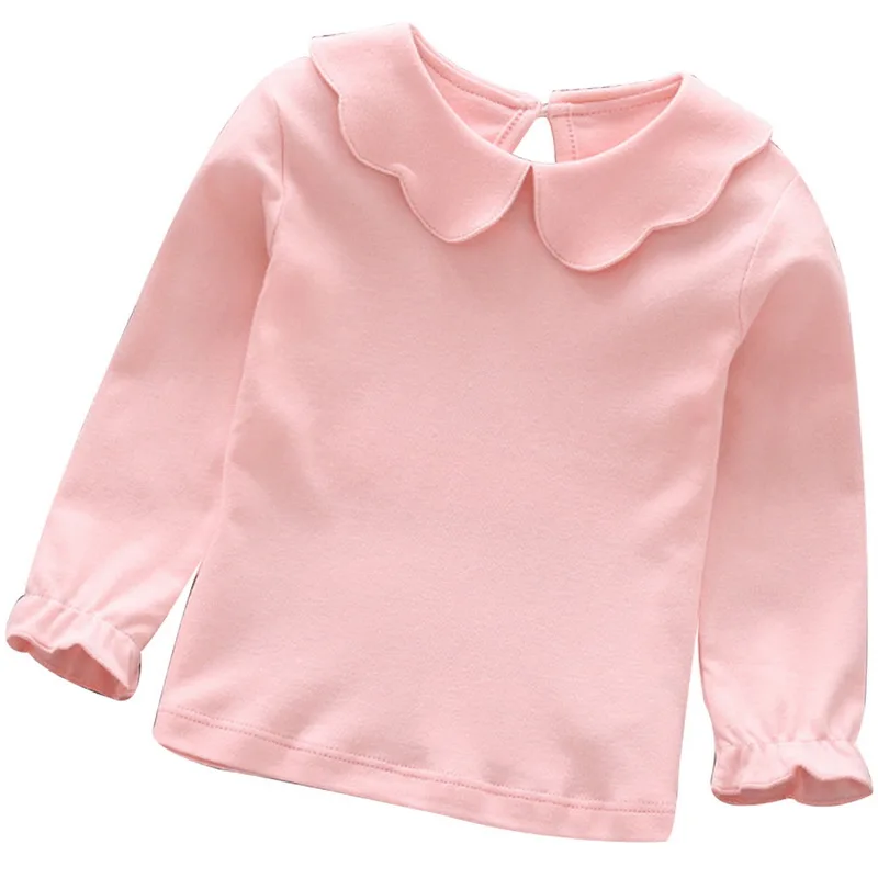 LOOZYKIT/весенне-осенне-зимние базовые футболки для девочек; футболки с длинными рукавами для маленьких девочек; рубашки для маленьких девочек; детская одежда - Цвет: pink