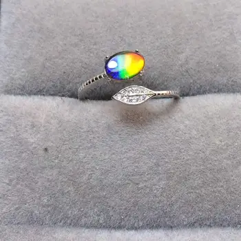 

B6201 Fine Jewelry Real 925 Steling Silver s925 100% Natural Ammonite Gemstones Canada Origin Female Fine Rings Christmas Gift