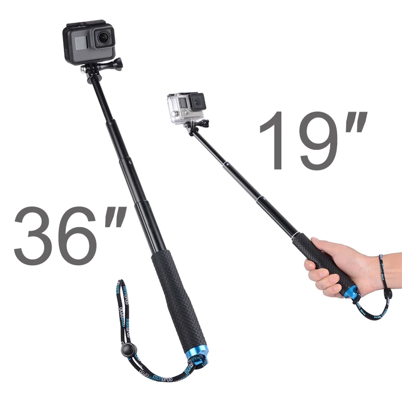 Palo de Selfie de aluminio de 36/19 pulgadas palo monopié para GoPro Hero 9 8 7 6 5 Yi 4K Sjcam Eken accesorio para cámara
