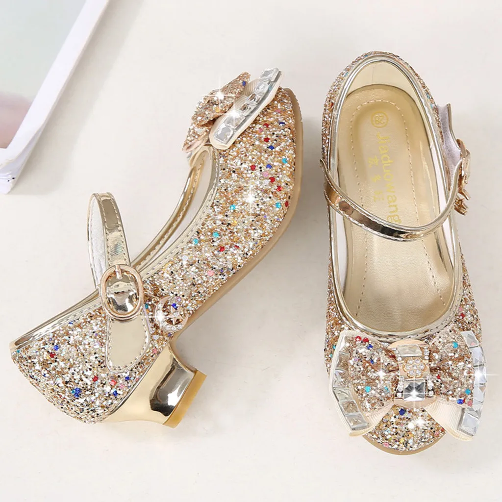 Обувь «Эльза»; детская обувь принцессы для девочек; сандалии для девочек; блестящие стразы на высоком каблуке; Enfants Fille; женская обувь для вечеринок