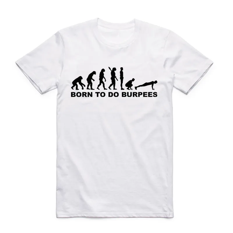 New Print Evolution of Burpees Fashion Men T Shirt Short Sleeves O Neck Summer Casual Crossfit Fitness T-shirt Boyfriend Gift