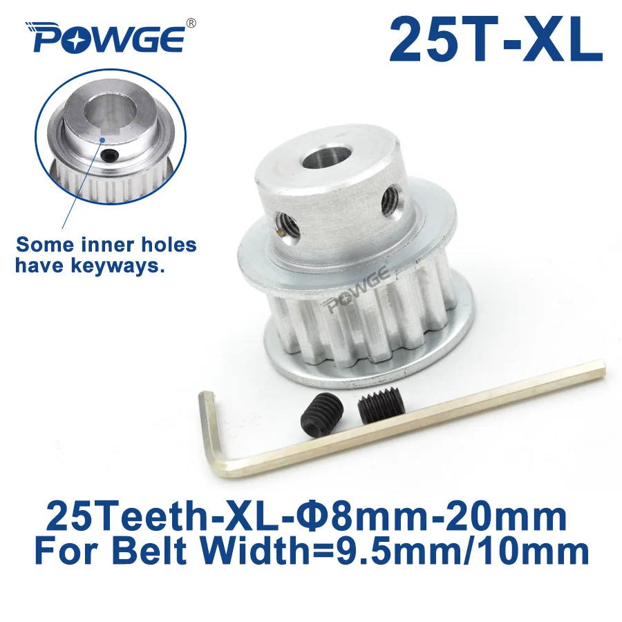 POWGE 25 Teeth XL Timing Synchronous pulley Keyway Bore 8/10/12/14/15/16/17/18/19/20mm for Belt width 10mm GEAR 25teeth 25T |