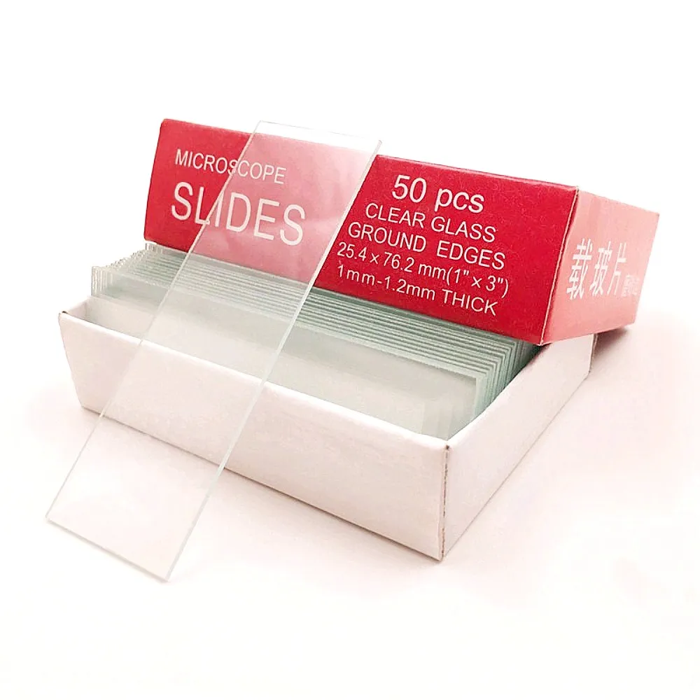 Предметы для микроскопа 50 шт. прозрачные стеклянные заземляющие края и 200