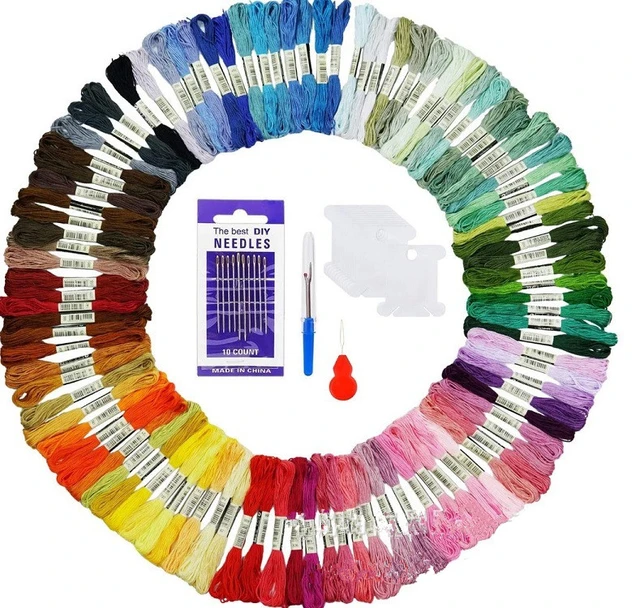 50 Pcs Embroidery Floss Kit Thread Cross Stitch Cotton Sewing DIY Multicolor