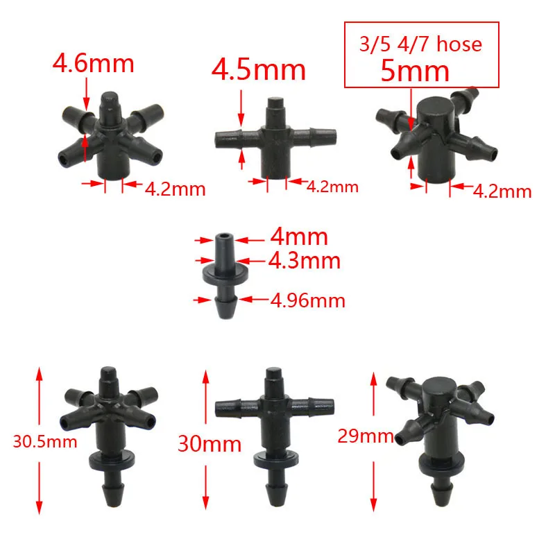 1/8" Arrow Dropper Cross Water Splitter 3/5 Drip Arrow Tee Connector 2/4-Way Emitter Irrigation System For Potted Plant 20Set garden irrigation splitter garden hose splitter drip irrigation dripper irrigation pipe fitting plastic pipe fitting