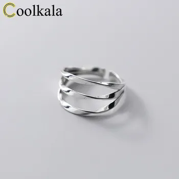 

Coolkala silver simple three-layer wave twisted Women's temperament food ring bracelet