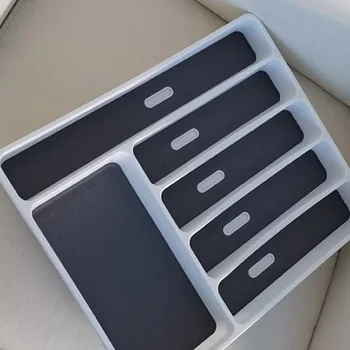

Kitchen Drawer Organizer 1Pcs Gray Western Style Separation PP/TPR Drawer Cutlery Tray Kitchen Accessories 40*32*4.5CM