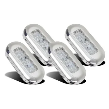 

White 3-LED Stainless Steel Marker Lights Lamps Waterproof For Boat Yacht Marine