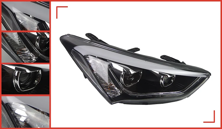 Head Lamp For Car Hyundai IX45 2013- Santa Fe Headlights Fog Lights Day Running Light DRL H7 LED Bi Xenon Bulb Car Accessory