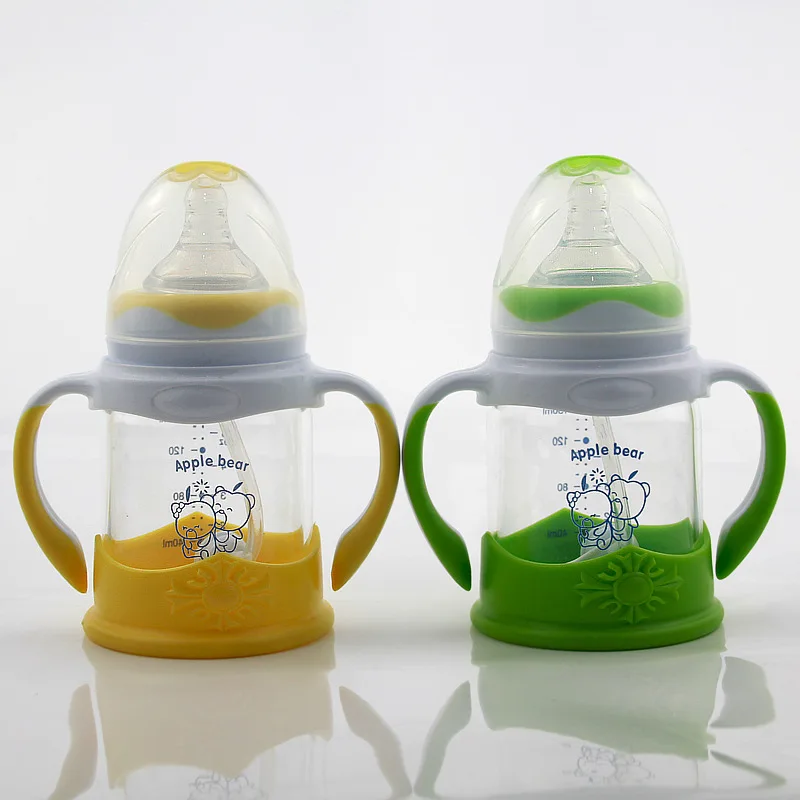 

Apple bear Feeding Bottle Manufacturers Baby Glass Feeding Bottles Shatter-resistant Newborns Wide Mouth BABY'S Feeding Bottle W