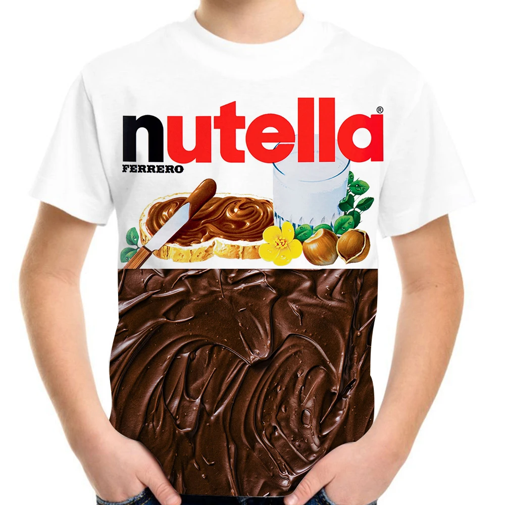 Детская 3D футболка футболки для мальчиков и девочек Nutella забавная карикатура
